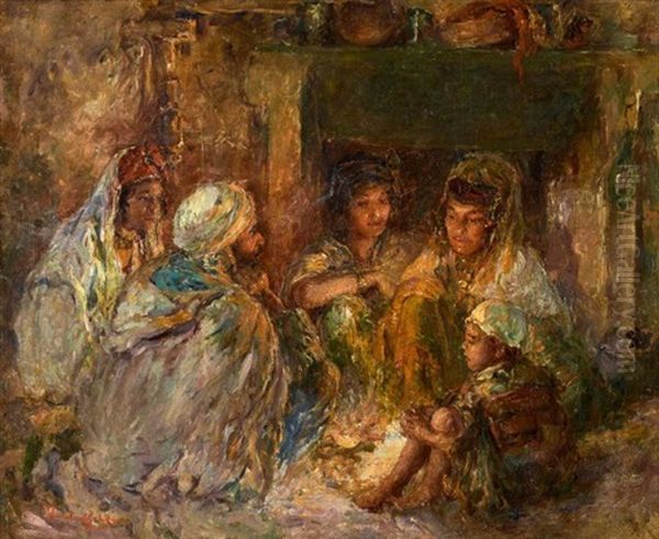 La Veillee Oil Painting by Edouard Verschaffelt