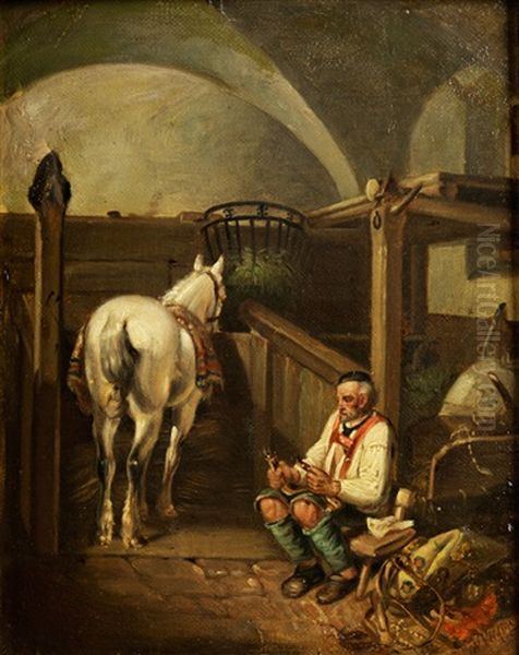 Der Schmied Im Pferdestall Oil Painting by Wouter Verschuur the Elder