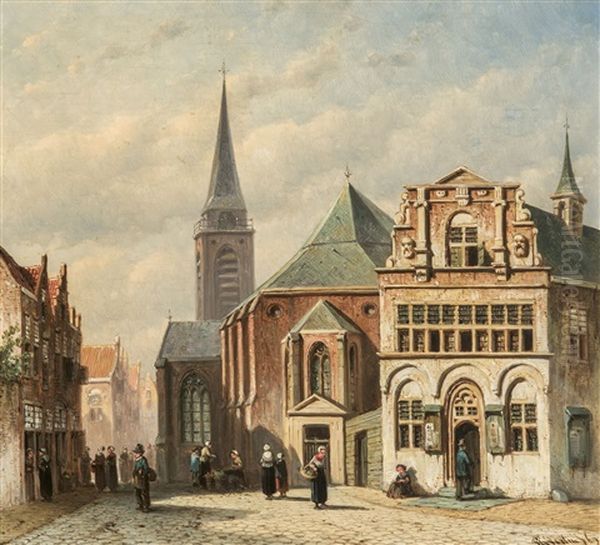 A View Of Scheveningen Oil Painting by Pieter Gerardus Vertin