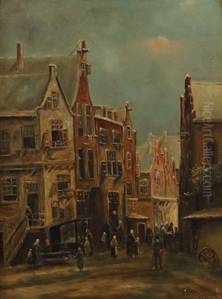 Markttag In Einer Hollandischen Stadt Oil Painting by Pieter Gerardus Vertin