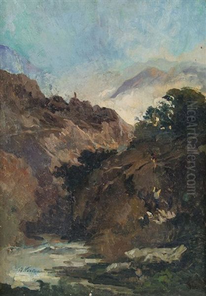 Fiume Montano Oil Painting by Achille Vertunni