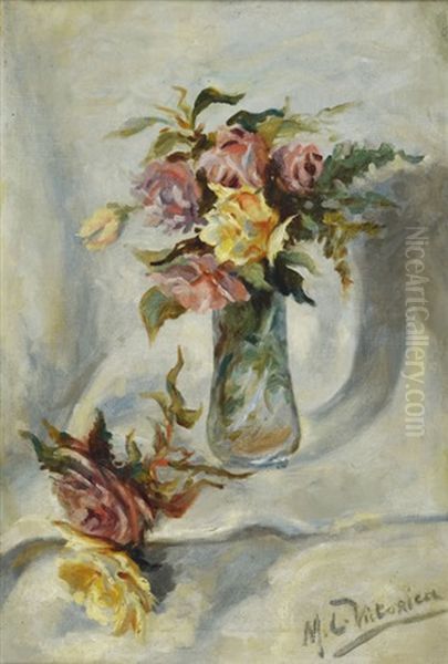 Flores Oil Painting by Miguel Carlos Victorica
