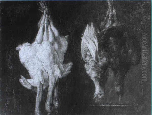 Larder Still Life Of Poultry Oil Painting by Antonio Viladomat Y Manalt