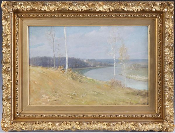 River Landscape Oil Painting by George Brandt Bridgman