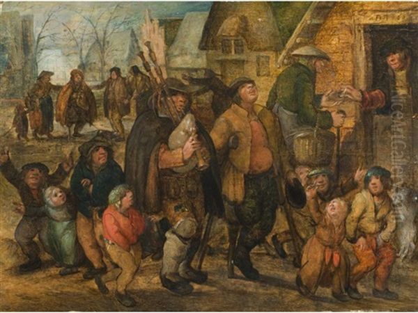 Niederlandische Genre-strassenszene Oil Painting by Johannes (Jan) Vinckeboons