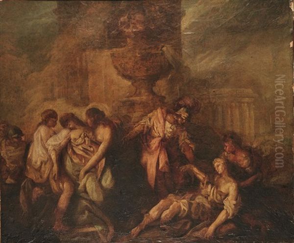 Scene Antique Oil Painting by Nicolas Vleughels