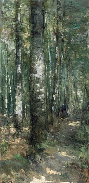 The Beech Trees (ca. 1886) Oil Painting by Guillaume Vogels