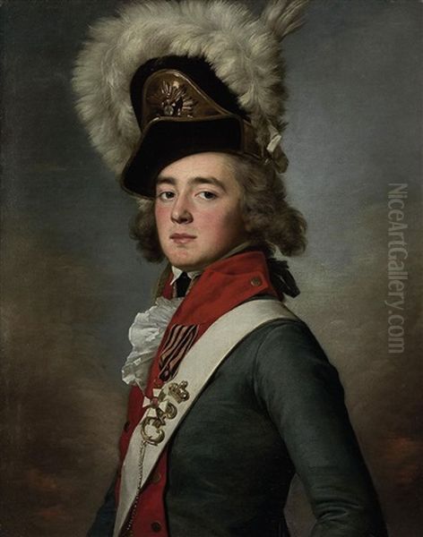 Portrait Of Brigadier Valerian Aleksandrovich Zubov Wearing The Order Of Saint George, Fourth Class Oil Painting by Jean-Louis Voilles