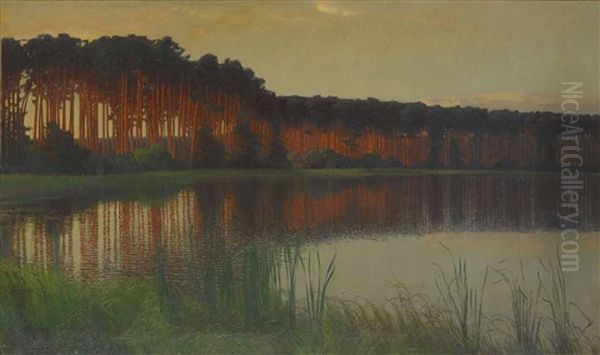 Abendstimmung Am Schlachtensee Oil Painting by Paul Vorgang
