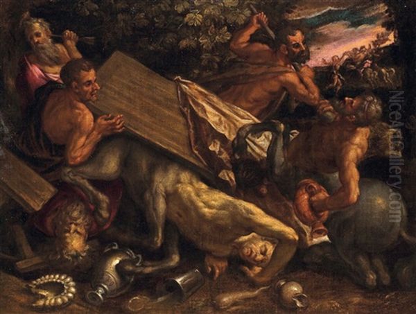Lotta Tra Ercole E Il Centauro Oil Painting by Dirck De Vries