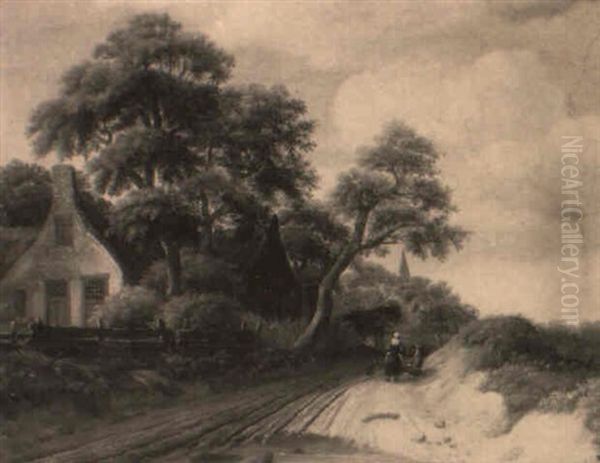 Paysage Avec Un Chemin Pres D'une Auberge Oil Painting by Michel van Vries