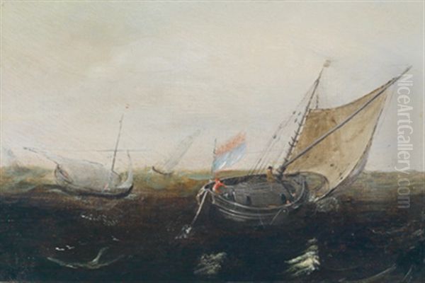 Fischerboote Auf Bewegter See Oil Painting by Hendrik Cornelisz Vroom