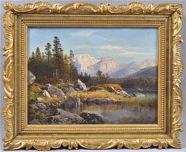 Hintersee Und Hoher Goll, Herbststimmung Oil Painting by Adalbert Waagen
