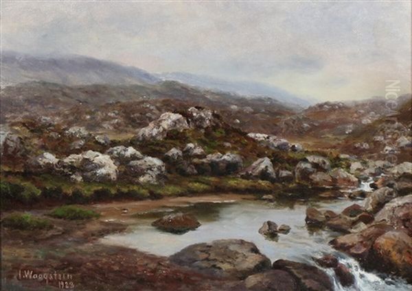 Faroese Landscape On A Misty Day Oil Painting by Joen Waagstein