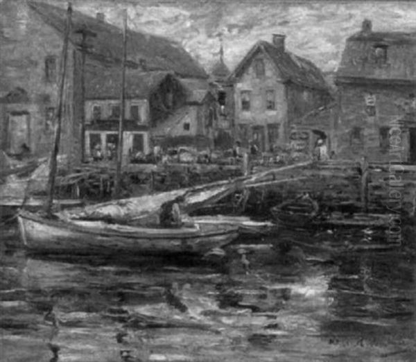 Preparing The Sails, A Harbor View, Connecticut Oil Painting by David B. Walkley