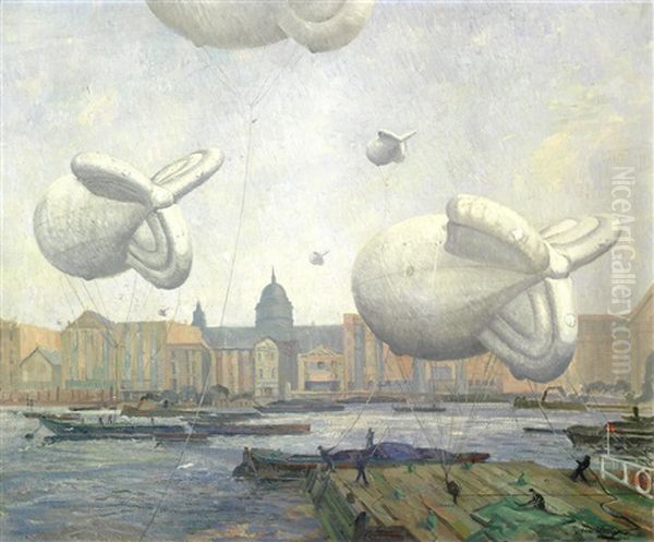 Barrage Balloon Oil Painting by Robin Wallace