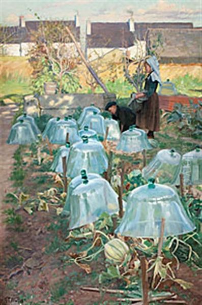 Pumpaodling I Bretagne Oil Painting by Gustaf Theodor Wallen