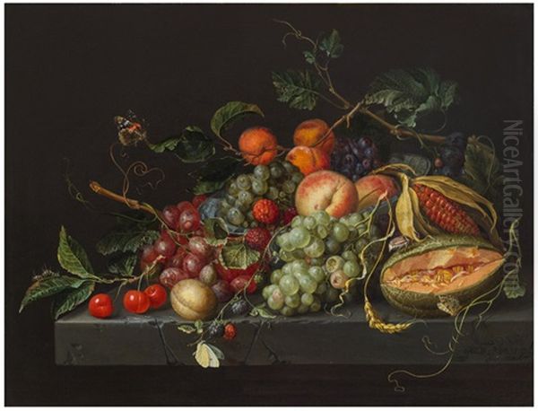 Still Life With Butterflies Oil Painting by Jacob van Walscapelle