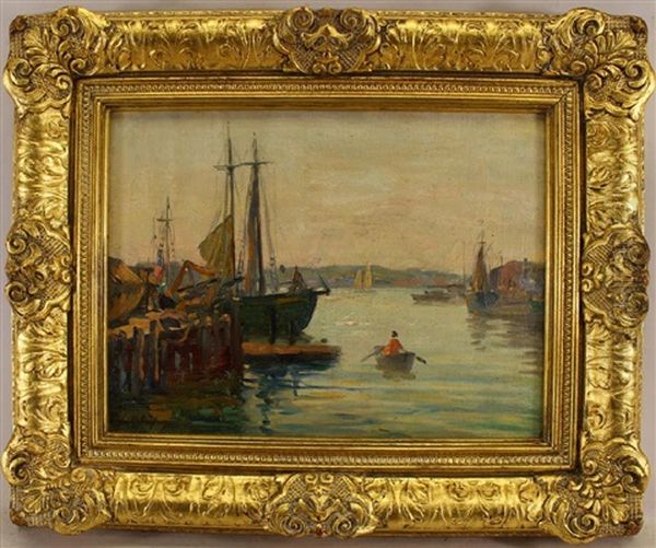 Miami Harbor Florida Oil Painting by Charles E. Waltensperger