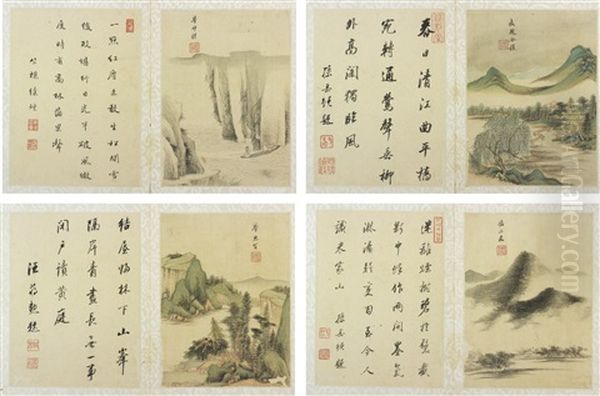 Landscape After Old Masters (album Of Ten Leaves) Oil Painting by  Wang Jian