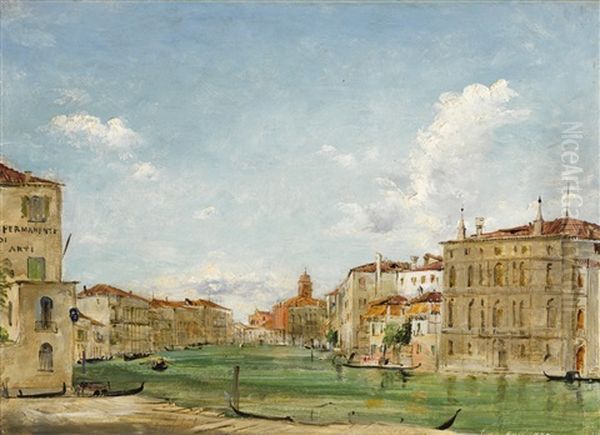 A View Of The Grand Canal, Venice, With Palazzo Corner To The Right Oil Painting by William White Warren