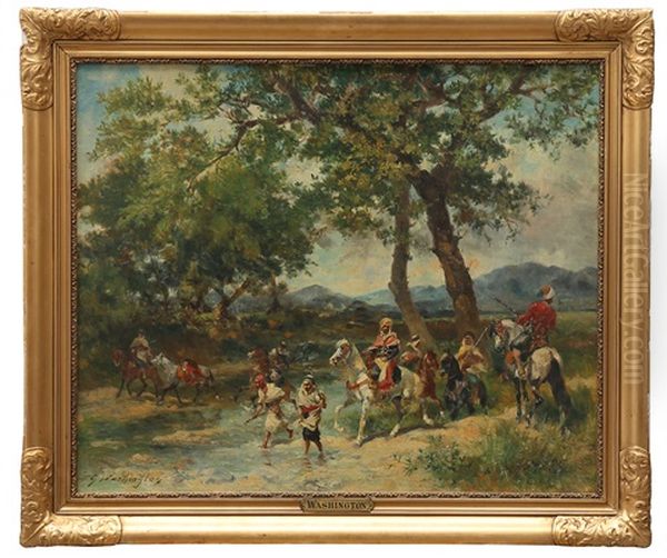 Ett Orientaliskt Jaktfolje Oil Painting by Georges Washington