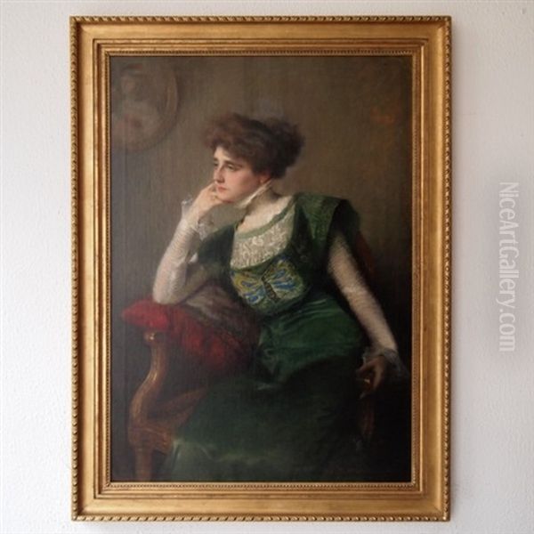Elegante Assise Et Pensive Oil Painting by Charles Joseph Watelet