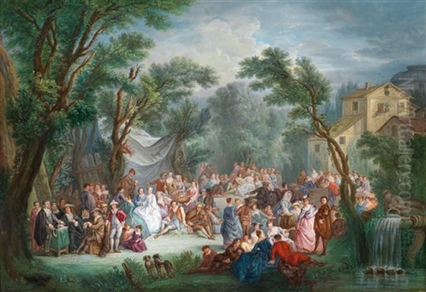 La Signature Du Contrat De La Noce De Village; And La Mariee De Village Oil Painting by Louis-Joseph Watteau
