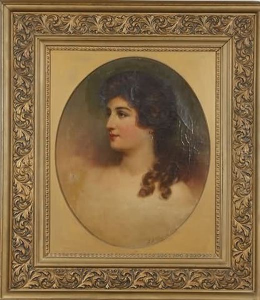 Portrait Of A Young Woman Oil Painting by Samuel Bell Waugh