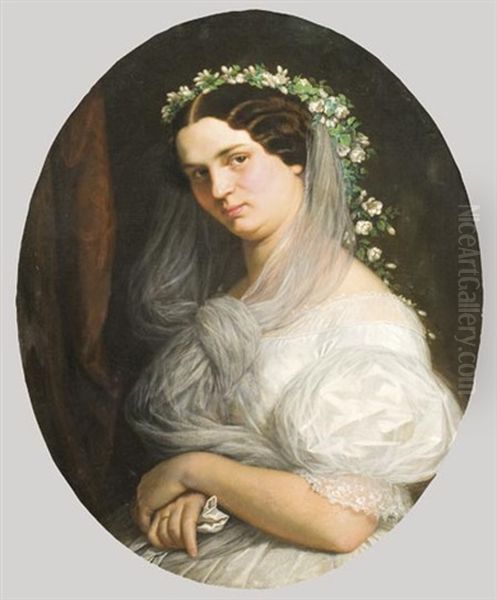A Menyasszony - Calderoni Anna A Muvesz Kesobbi Felesegenek Portreja Oil Painting by Henrik Weber