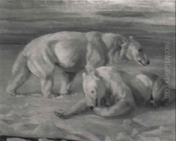 Eisbaren Oil Painting by August Wedel