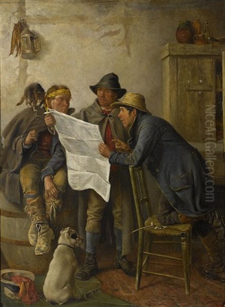 Exciting News Oil Painting by William Weekes