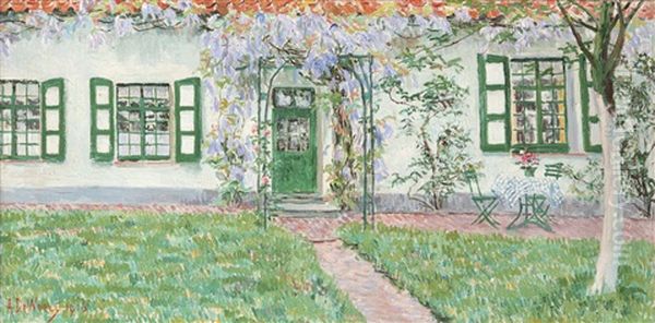 Facade Aux Glycines (1913-1916) Oil Painting by Anna de Weert