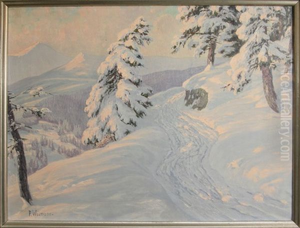 Winterlandschaft Oil Painting by Paul Weimann