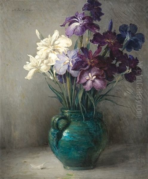 Oriental Iris Oil Painting by John Ferguson Weir