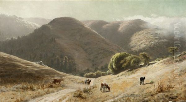 Cows Grazing Oil Painting by Thaddeus Welch
