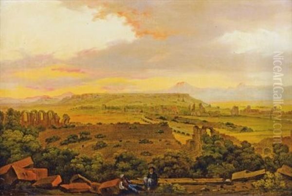 Le Repos Pres Des Ruines D'un Theatre Antique Oil Painting by Carl Friedrich Heinrich Werner