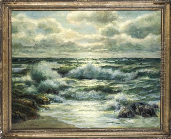 Stimmungsvolle Meeresbrandung Im Abendlicht Oil Painting by Constantin Alexandr. Westchiloff