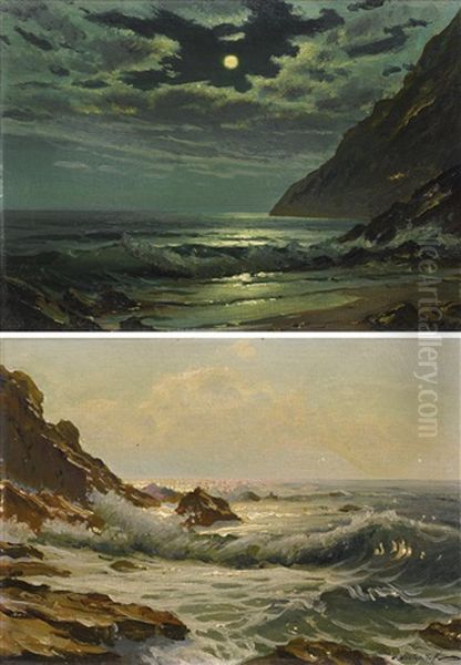A Pair Of Seascapes Oil Painting by Constantin Aleksandrovich Westchiloff
