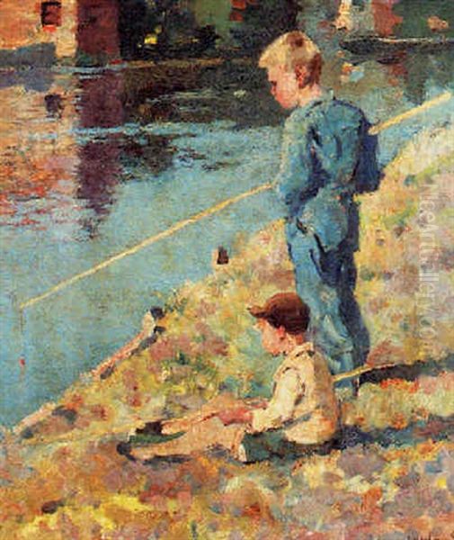 Katwijkse Vissertjes Oil Painting by Jan Harm Weyns