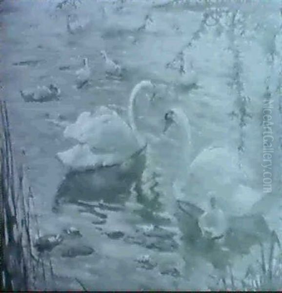 Blue And Silver Oil Painting by John Laviers Wheatley