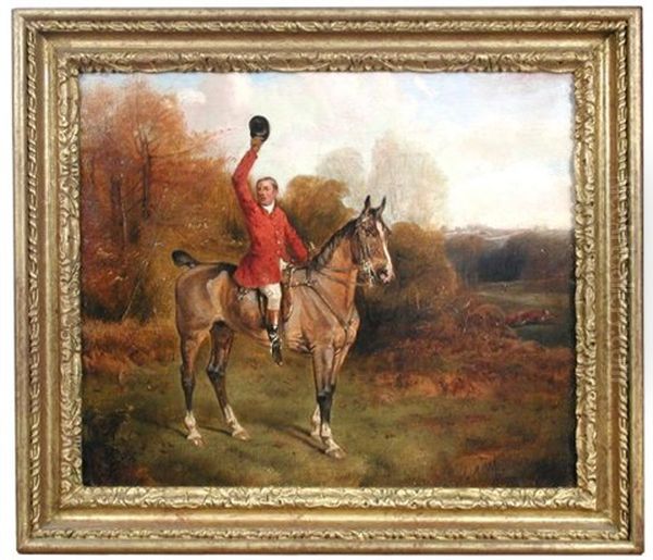 View Holloa - A Field Master On A Bay Hunter Watching A Fox Break Cover Oil Painting by John Arnold Alfred Wheeler