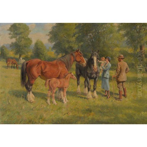 Visitors From Town Oil Painting by Rowland Wheelwright