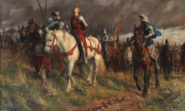 Joan Of Arc Taken Prisoner Oil Painting by Rowland Wheelwright