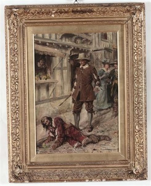 Aggressione In Strada Oil Painting by Rowland Wheelwright