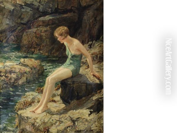 A Secluded Spot Oil Painting by Rowland Wheelwright