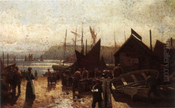 Packing Herrings Oil Painting by Arthur White