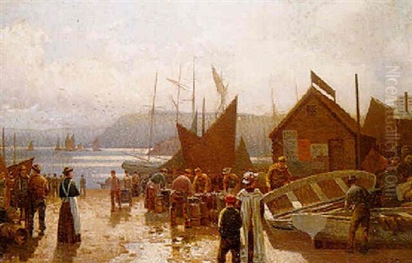 Packing Herrings Oil Painting by Arthur White