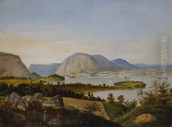 On The Hudson From Fishkill Landing Oil Painting by Whitefield, Edwin