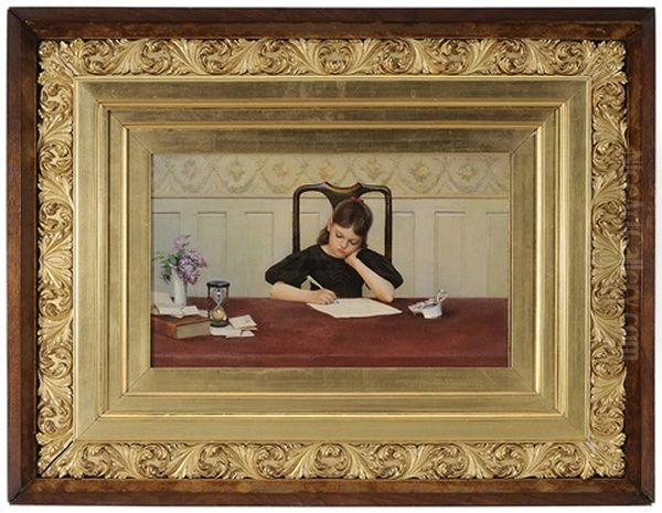 Writing A Letter Oil Painting by William John Whittemore